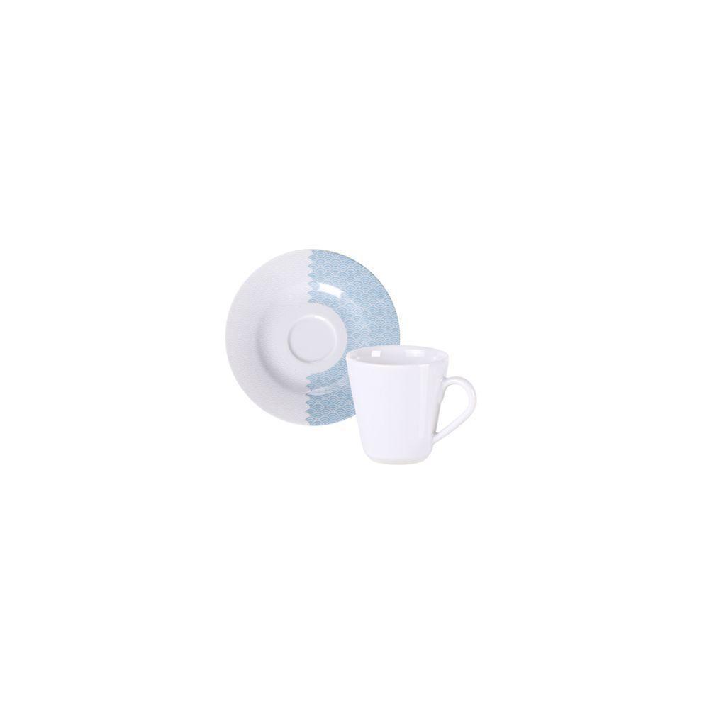 Conjunto Xícara E Pires De Café Tramontina Aquarius Em Porcelana, 70 Ml 2 Peças - 1