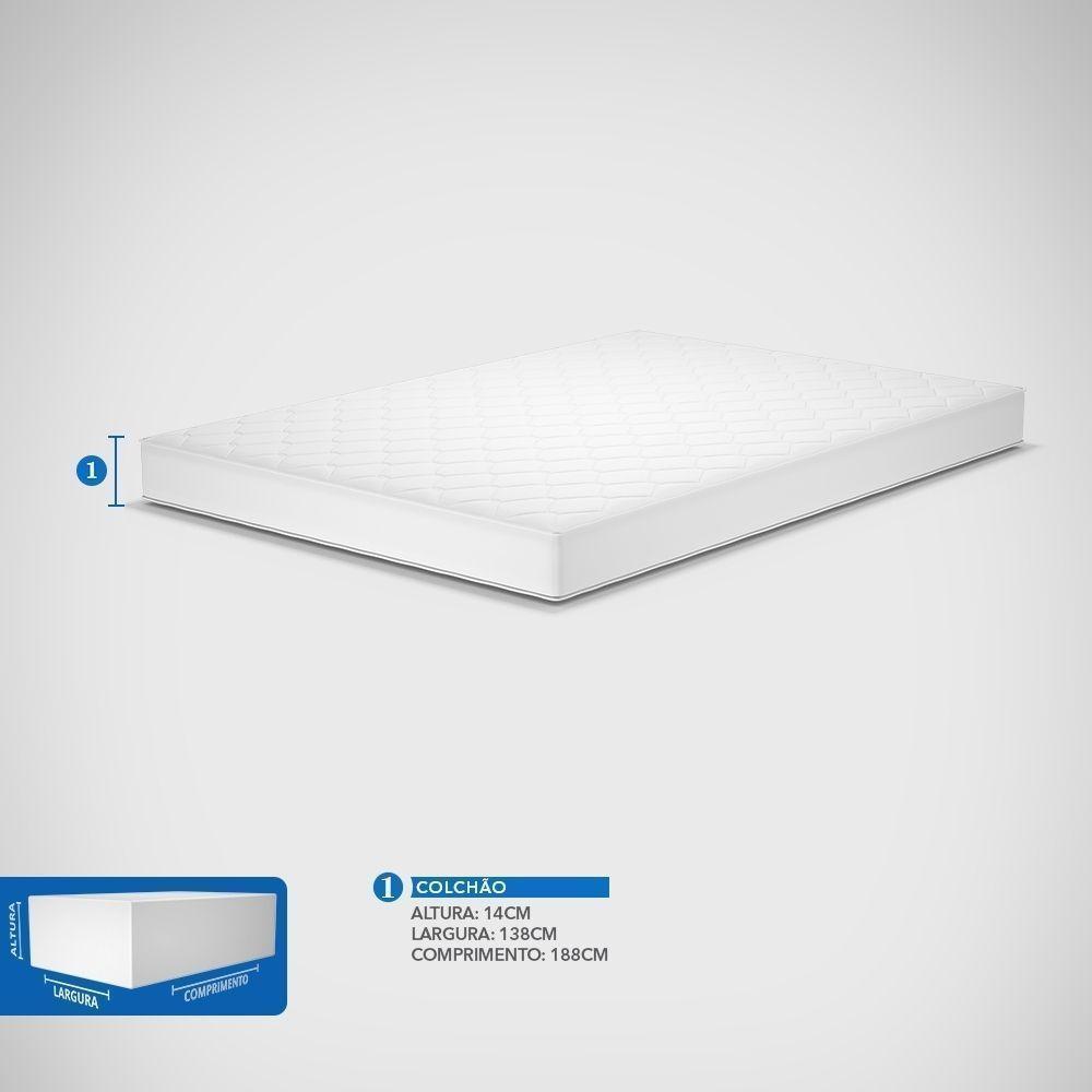 Colchão Casal Espuma D23 Super Resistente Probel 14cm Branco/Preto (138x188x14cm) - 2