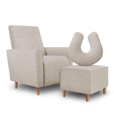Kit Poltrona Para Amamentação Com Puff E Almofada Sophia Bege Clique Decoração