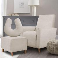 Kit Amamentação Poltrona + Puff + Almofada Sophia Linho Bege - 3