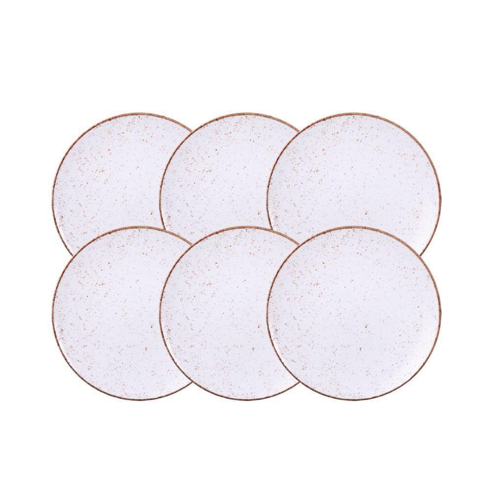Kit Prato Raso Tramontina Rústico Marrom Em Porcelana Decorada 28 Cm 06 Peças - 1