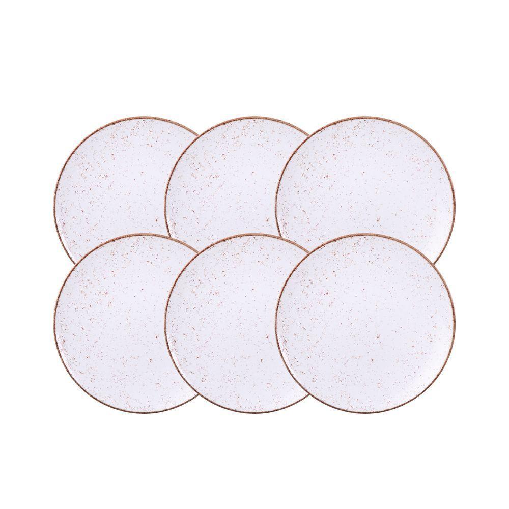 Kit Prato Raso Tramontina Rústico Marrom Em Porcelana Decorada 28 Cm 06 Peças - 7