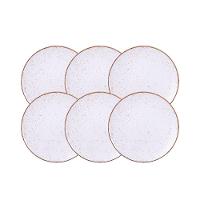 Kit Prato Raso Tramontina Rústico Marrom Em Porcelana Decorada 28 Cm 06 Peças - 1