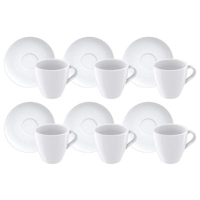 Kit Xícara E Pires De Cappuccino Tramontina Paola Em Porcelana 200 Ml 12 Peças