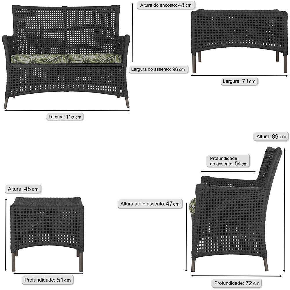 1 Sofá E Mesa Igapó Alumínio Marrom Corda Náutica E5 Trama Preto - 5