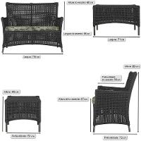 1 Sofá E Mesa Igapó Alumínio Marrom Corda Náutica E5 Trama Preto - 5