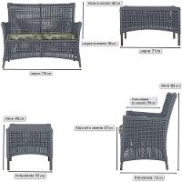 1 Sofá E Mesa Igapó Alumínio Marrom Corda Náutica E5 Trama Prata - 5