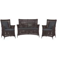 Jogo Sofá E 2 Poltronas Igapó Alumínio Marrom E11 Trama Marrom - 1