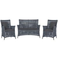 Jogo Sofá E 2 Poltronas Igapó Alumínio Marrom E11 Trama Prata - 1