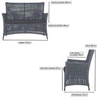 Jogo Sofá E 2 Poltronas Igapó Alumínio Marrom E11 Trama Prata - 6