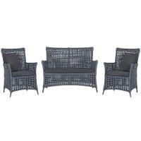 Jogo Sofá E 2 Poltronas Igapó Alumínio Preta E11 Trama Prata - 1