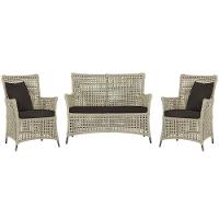 Jogo Sofá E 2 Poltronas Igapó Alumínio Preta E9 Trama Rami - 1