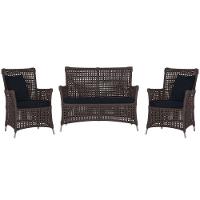 Jogo Sofá E 2 Poltronas Igapó Alumínio Fendi E12 Trama Marrom - 1