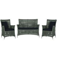 Jogo Sofá E 2 Poltronas Igapó Alumínio Fendi E12 Trama Verde - 1