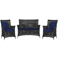 Jogo Sofá E 2 Poltronas Igapó Alumínio Marrom E10 Trama Preto - 1