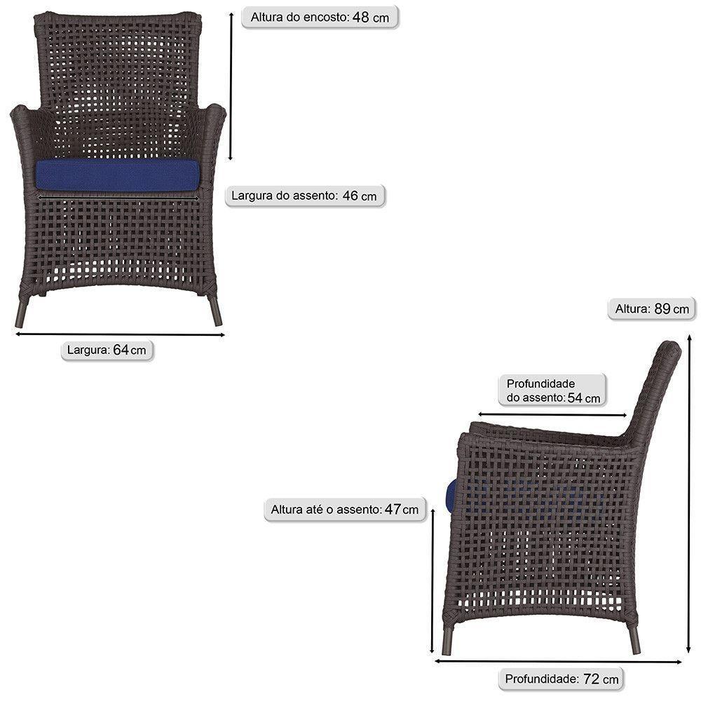 Jogo Sofá E 2 Poltronas Igapó Alumínio Marrom E10 Trama Marrom - 5