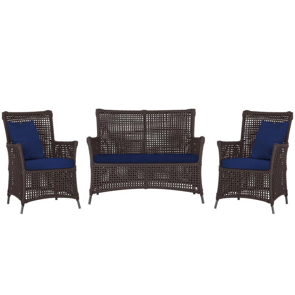 Jogo Sofá E 2 Poltronas Igapó Alumínio Preta E10 Trama Marrom - 1