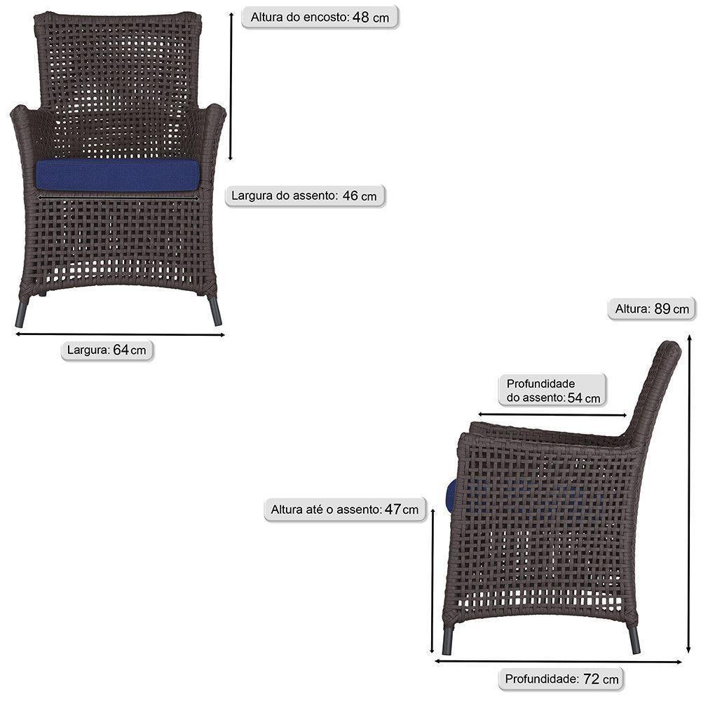 Jogo Sofá E 2 Poltronas Igapó Alumínio Preta E10 Trama Marrom - 5