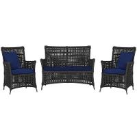 Jogo Sofá E 2 Poltronas Igapó Alumínio Preta E10 Trama Preto - 1