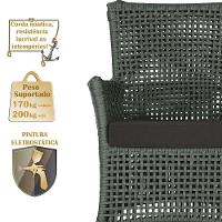 Jogo Sofá E 2 Poltronas Igapó Alumínio Preta E9 Trama Verde - 2