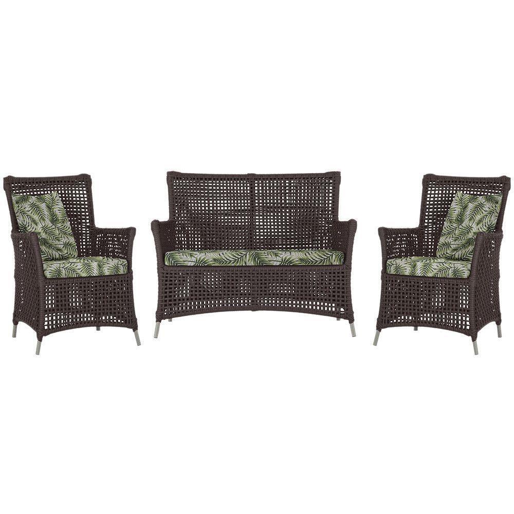 Jogo Sofá E 2 Poltronas Igapó Alumínio Fendi E5 Trama Marrom - 1