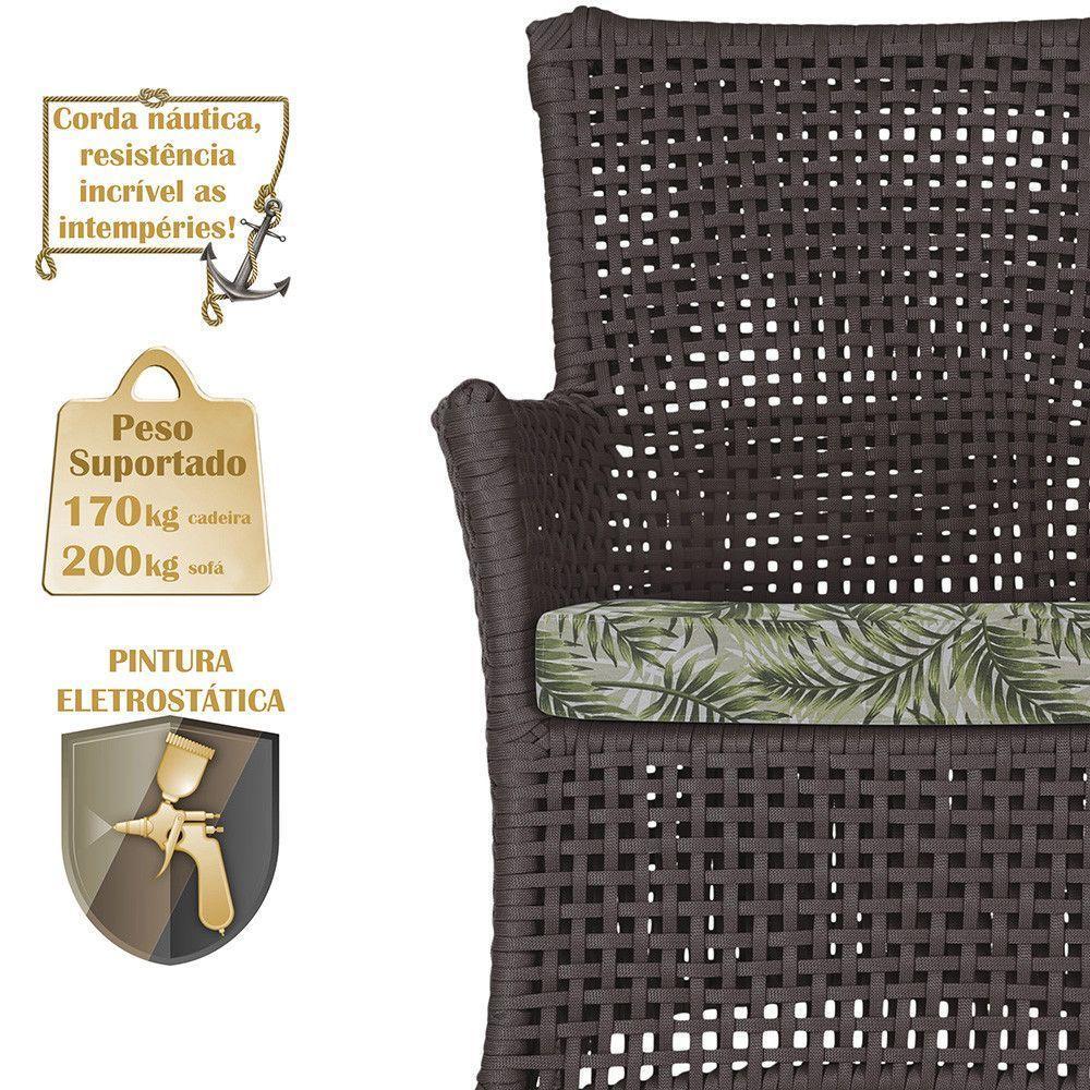 Jogo Sofá E 2 Poltronas Igapó Alumínio Fendi E5 Trama Marrom - 3