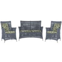 Jogo Sofá E 2 Poltronas Igapó Alumínio Fendi E5 Trama Prata - 1