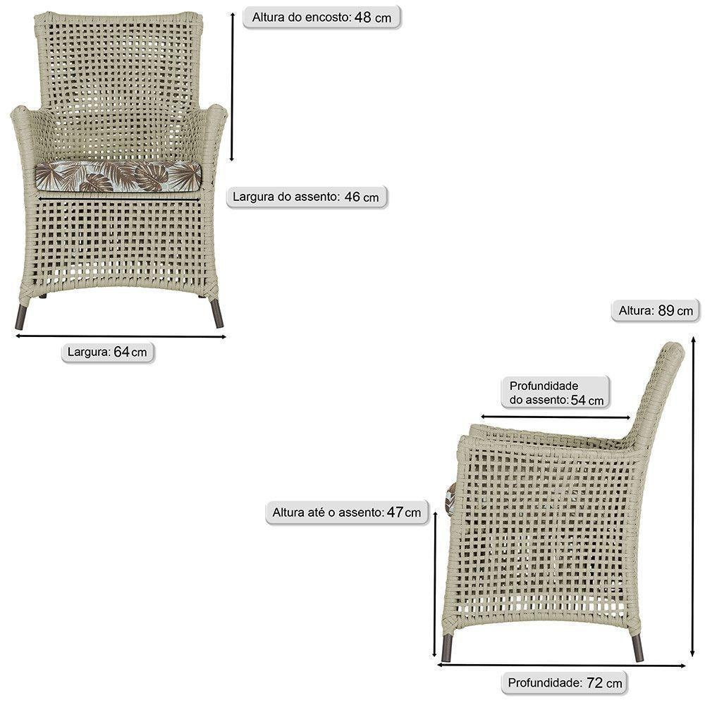 Jogo Sofá E 2 Poltronas Igapó Alumínio Marrom E6 Trama Rami - 3