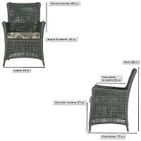 Jogo Sofá E 2 Poltronas Igapó Alumínio Marrom E6 Trama Verde