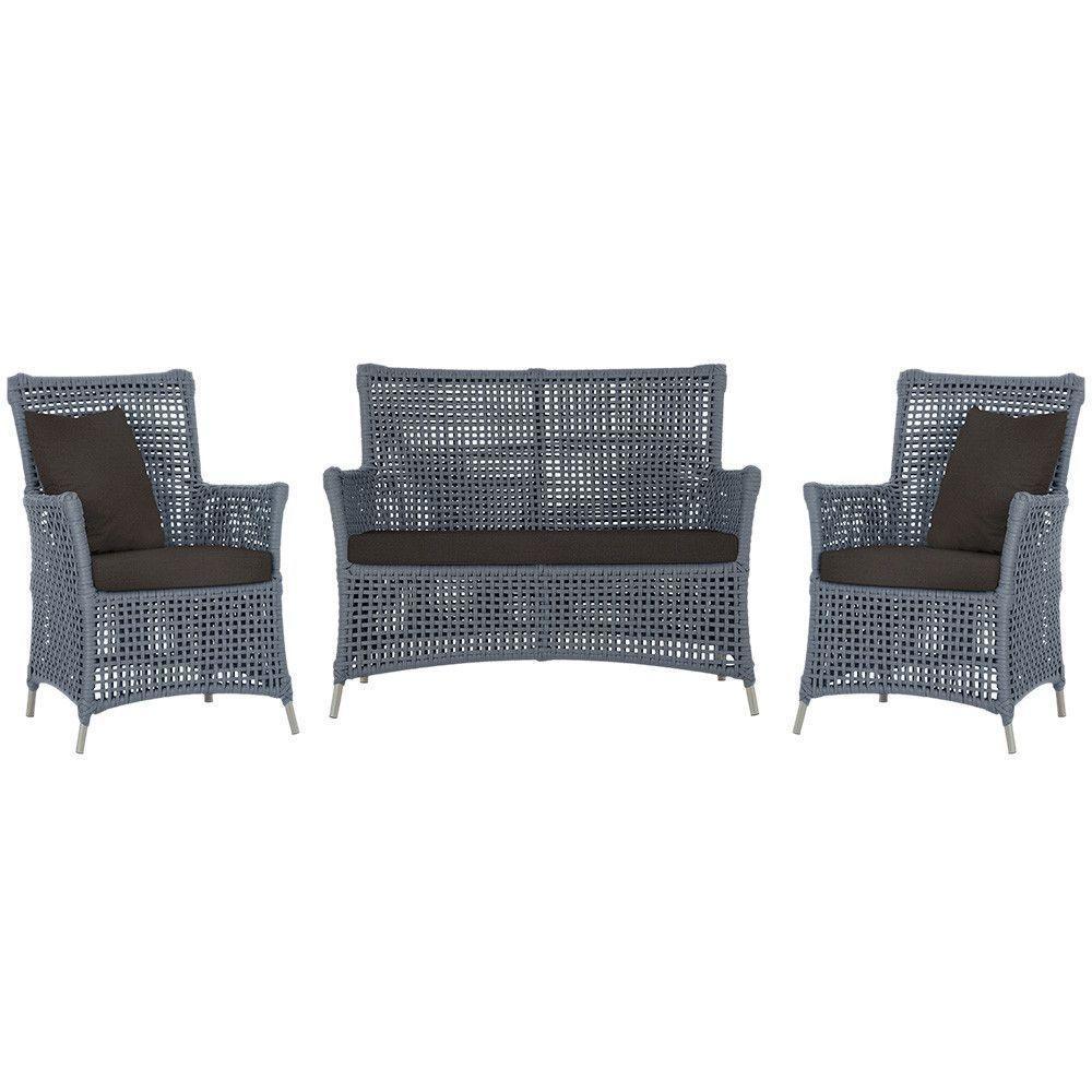 Jogo Sofá E 2 Poltronas Igapó Alumínio Fendi E9 Trama Prata - 1