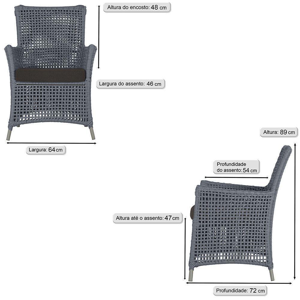 Jogo Sofá E 2 Poltronas Igapó Alumínio Fendi E9 Trama Prata - 5