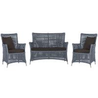 Jogo Sofá E 2 Poltronas Igapó Alumínio Fendi E9 Trama Prata - 1