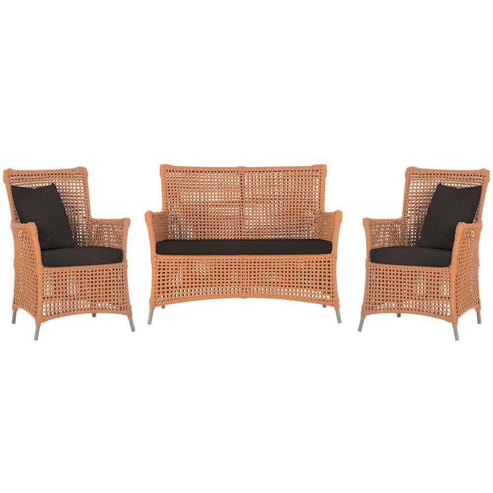 Jogo Sofá E 2 Poltronas Igapó Alumínio Fendi E9 Trama Terra Cota - 1