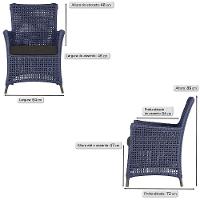 Jogo Sofá E 2 Poltronas Igapó Alumínio Marrom E9 Trama Azul