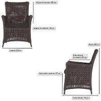 Jogo Sofá E 2 Poltronas Igapó Alumínio Marrom E9 Trama Marrom