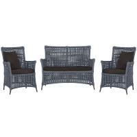 Jogo Sofá E 2 Poltronas Igapó Alumínio Marrom E9 Trama Prata - 1