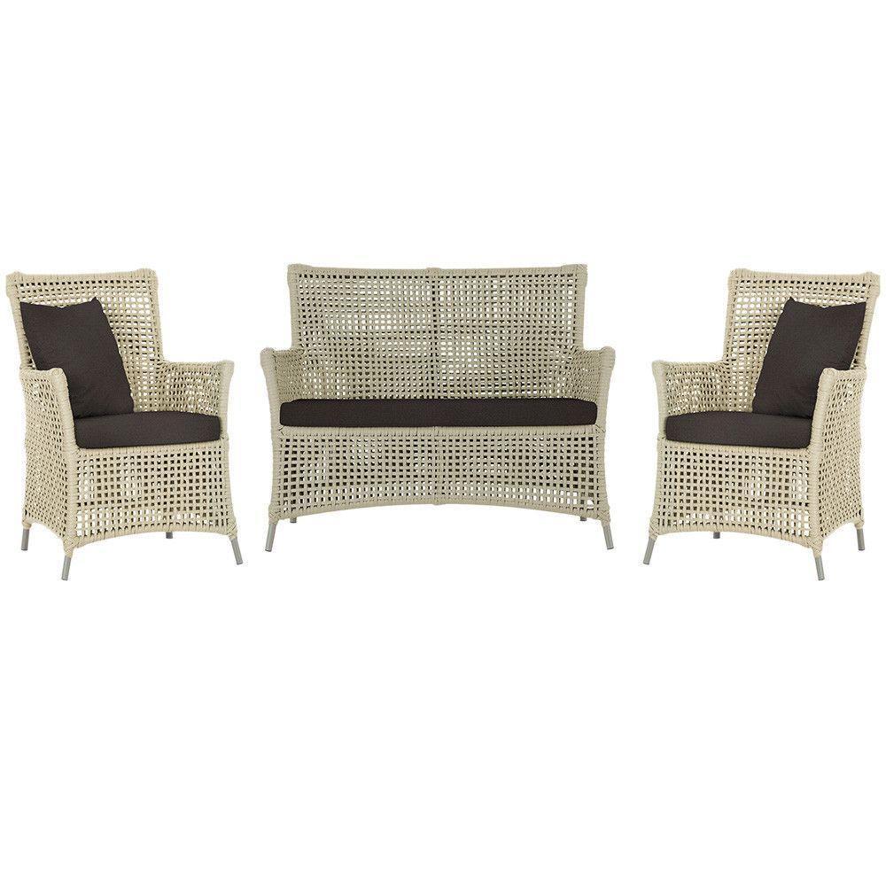 Jogo Sofá E 2 Poltronas Igapó Alumínio Fendi E9 Trama Rami - 1