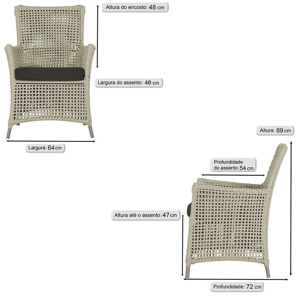 Jogo Sofá E 2 Poltronas Igapó Alumínio Fendi E9 Trama Rami - 2