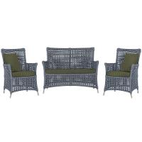 Jogo Sofá E 2 Poltronas Igapó Alumínio Fendi E13 Trama Prata - 1