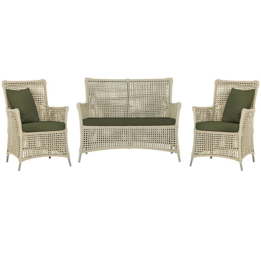 Jogo Sofá E 2 Poltronas Igapó Alumínio Fendi E13 Trama Rami - 1