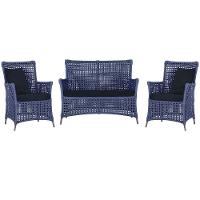 Jogo Sofá E 2 Poltronas Igapó Alumínio Marrom E12 Trama Azul - 1