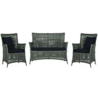 Jogo Sofá E 2 Poltronas Igapó Alumínio Marrom E12 Trama Verde - 1