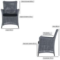 Jogo Sofá E 2 Poltronas Igapó Alumínio Preta E12 Trama Prata - 5