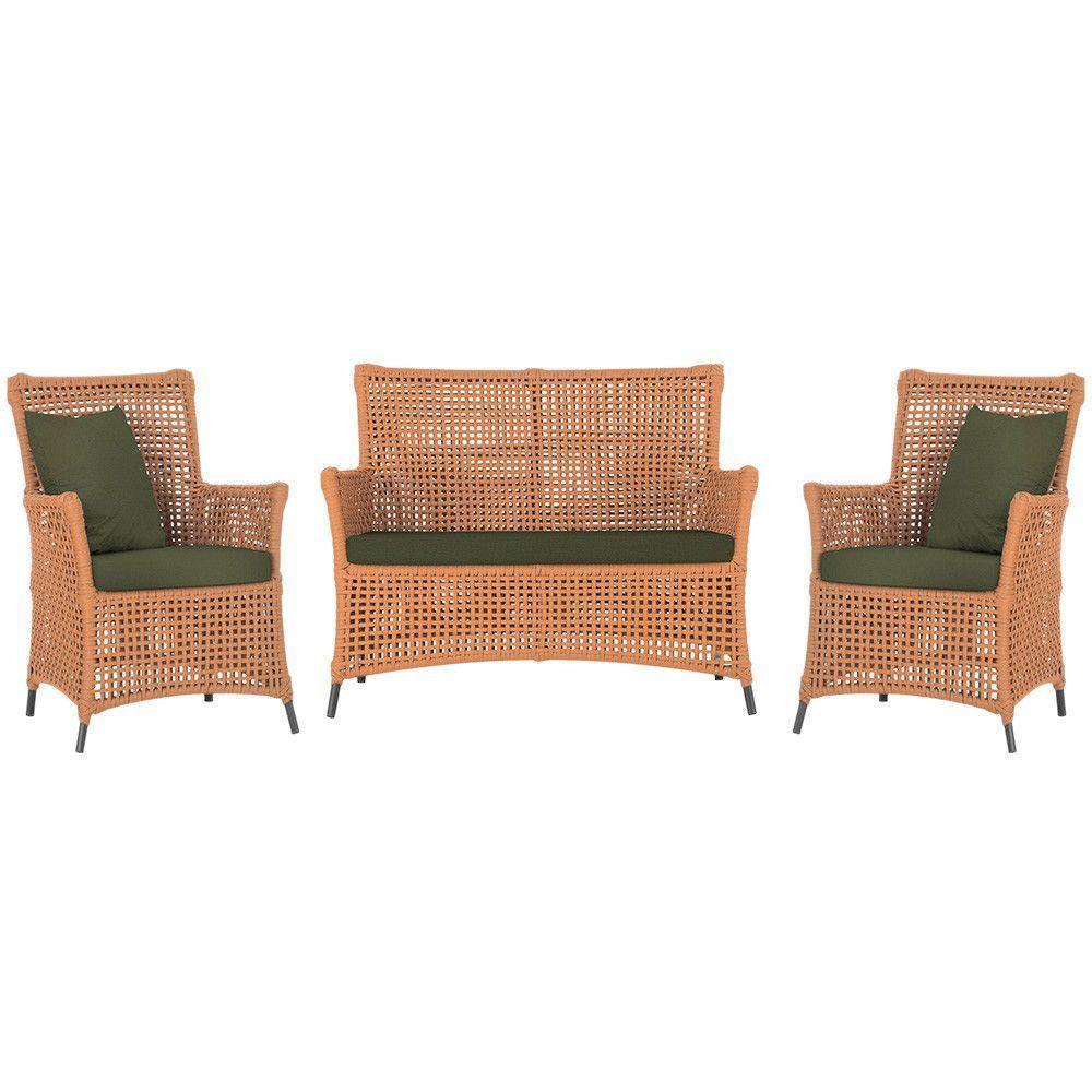 Jogo Sofá E 2 Poltronas Igapó Alumínio Preta E13 Trama Terra Cota - 1