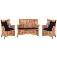 Jogo Sofá E 2 Poltronas Igapó Alumínio Preta E12 Trama Terra Cota - 1