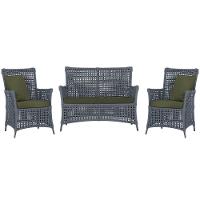 Jogo Sofá E 2 Poltronas Igapó Alumínio Preta E13 Trama Prata - 1