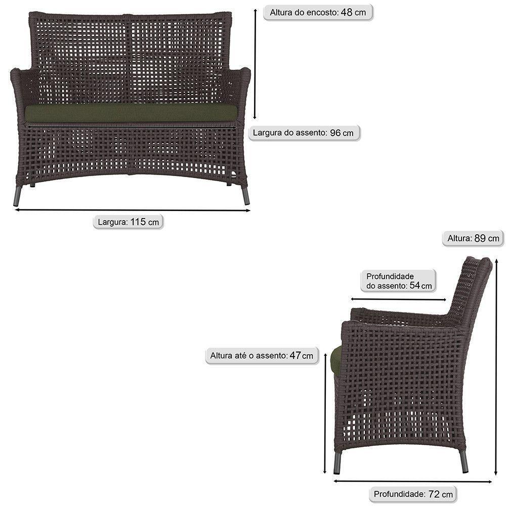 Jogo Sofá E 2 Poltronas Igapó Alumínio Preta E13 Trama Marrom - 6