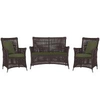 Jogo Sofá E 2 Poltronas Igapó Alumínio Preta E13 Trama Marrom - 1