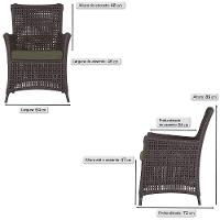 Jogo Sofá E 2 Poltronas Igapó Alumínio Preta E13 Trama Marrom - 5