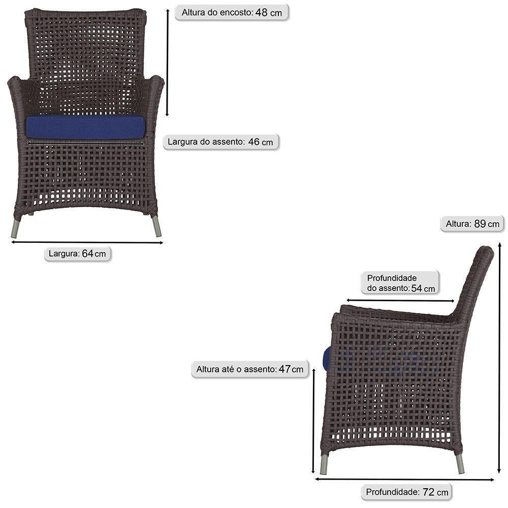 Jogo Sofá E 2 Poltronas Igapó Alumínio Fendi E10 Trama Marrom - 5